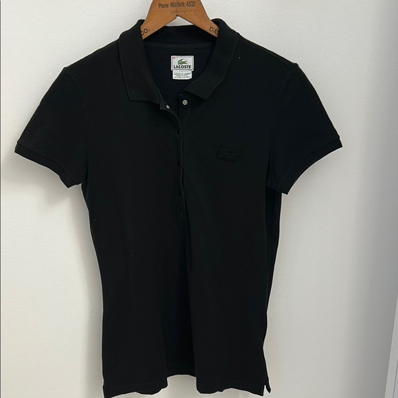 Lacoste Devanlay Vintage-Era Polo Black Snap Button Tonal Croc Logo Sz 42 - Picture 1 of 7